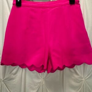 Double Zero Hot Pink Scalloped Hem Shorts